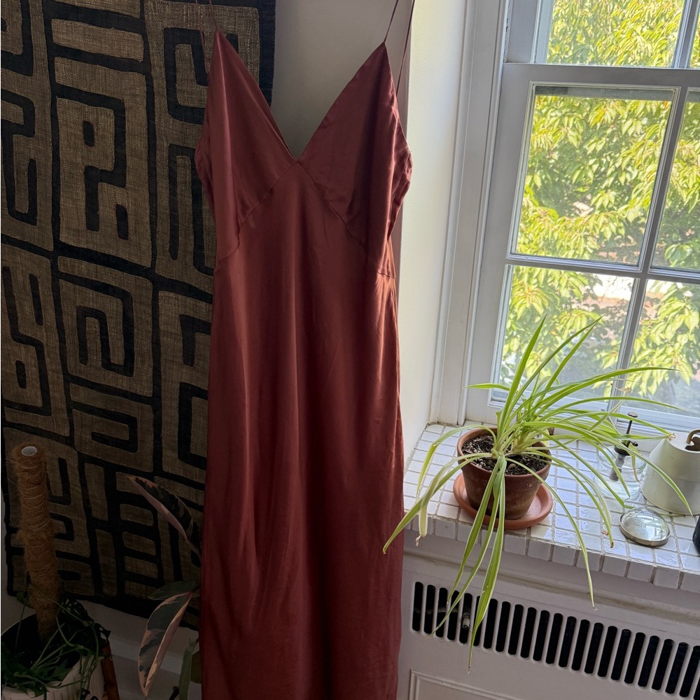 Olivia von Halle Elegant Rust Slip Dress